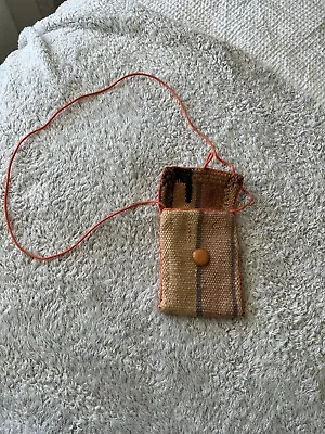 Vintage 1970s Hippie Striped Wool Crossbody Or Cigarette/Phone Holder • $35