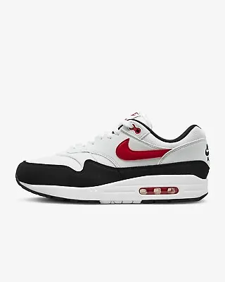 Nike Air Max 1 White University Red Chilli Sneakers Mens Shoes Size US 12 NEW✅ • $160