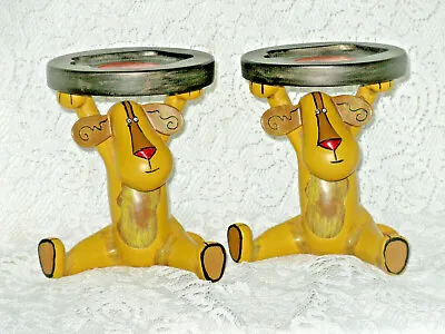 Michelle Allen Dog Ceramic Candle Holders Pair Rover Mutsy • $16.95