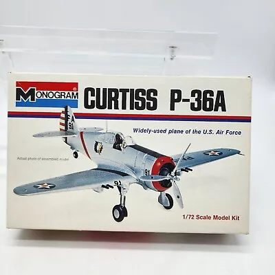 Vintage Monogram Curtiss P-36A 1:72 Scale Model Aircraft Kit 1973 U.S. Airforce • $21.95