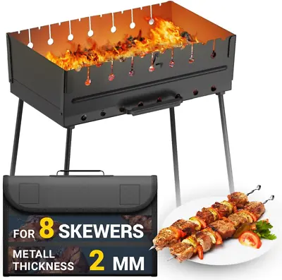 Charcoal Grill For 8 Skewers - Portable Barbecue 16.9 ×11.8 ×23.6  Kabob Camp Gr • $140.51