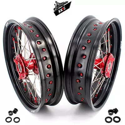 KKE 17  Motard Supermoto Wheels Rims Fit HUSQVARNA TE TC FE FC SMR TXC 2000-2013 • $709