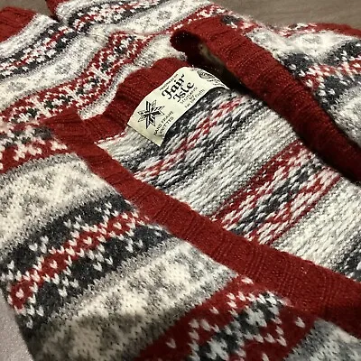 Vintage Fair Isle Sleeveless Vest/ Waistcoat Hand Knitted Wool Fair Isle Crafts • £37