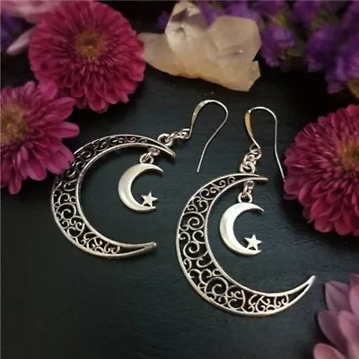 $1.91 • Buy Fashion Sun Moon Star Cubic Zirconia Drop Earrings Women  Silver Jewelry Gift