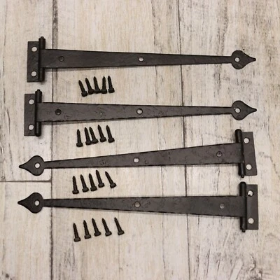 4PC Vintage Mckinney Forged Iron 3/8  Offset Strap Hinge Cabinet Hardware-Black • $18