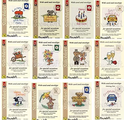 £3.99 • Buy 1x Mouseloft Stitchlets Celebration Card Mini Cross Stitch Kit With Cards