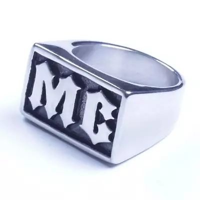 Men's Stainless Steel MC Initial Letter Biker Ring Size 8-15 USA Seller • $13.19