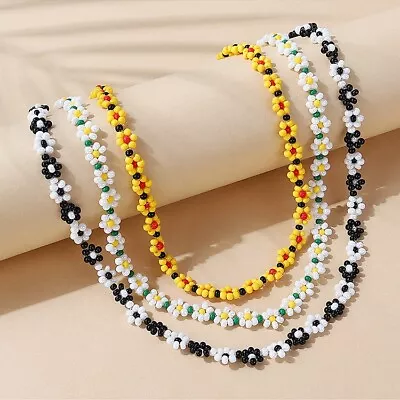 New Bohemia Colourful Beaded Daisy Choker Necklace Women Girls Jewellery Gift UK • £3.99
