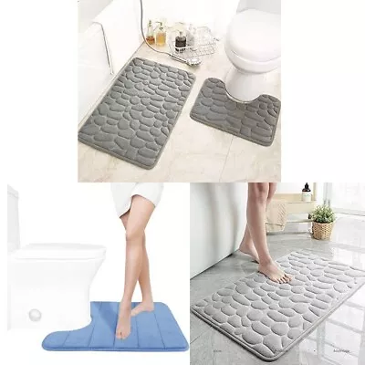 New Bath Mat Bathroom Mat U-Shaped Toilet Rug Set Memory Foam Non Slip Luxury • $13.19