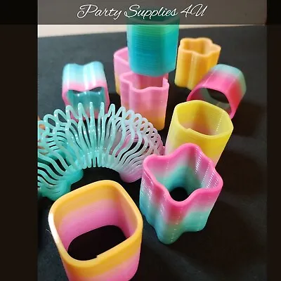 4pk Mini Shaped Rainbow Slinky Stocking/Party Bag Filler/fidget/kids/springs • £2.99