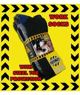Mens Bamboo Work Socks 3 Pairs  Heavy Duty Work Boot Socks Reinforced Toe • $9.34