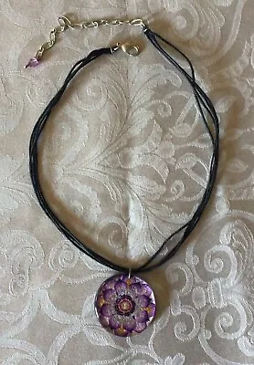 Purple Lotus Mandala Acrylic Yoga Necklace • $6.95