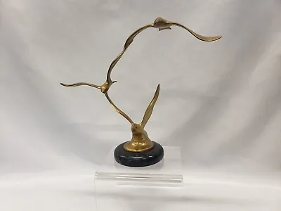 Vintage Mid Century Modern Seagull Birds In Flight Sculpture Solid Brass MCM • $110