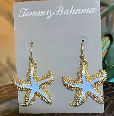 TOMMY BAHAM STARFISH EARRINGS⭐️ Sky Blu Enamel ⭐️Gold Tone PIERCED⭐️NEW W/TAG • $19