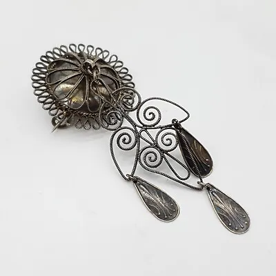 Art Nouveau 830 Silver Brooch - Well Marius Hammer - 7 Cm Long - (145) • £63.66