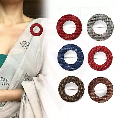 Hijab Brooch Pin Safety Round Dark Colour Pins Head Scarf Clips Fancy Saree Pins • £3.75