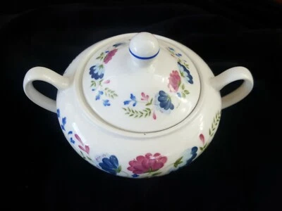 £12.56 • Buy Vintage BHS PRIORY TABLEWARE Sugar Bowl Made In England White,Blue,Red/Pink  