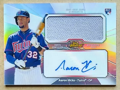 2013 Topps Finest Aaron Hicks Auto Jumbo Relic Refractor Twins Rookie Rc • $9.99