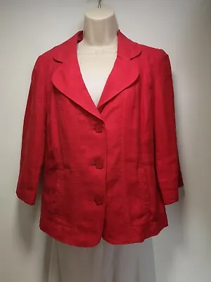 Per Una Red 3/4 Length Sleeve Linen Button Up Jacket - Size 10 (459) • $6.66