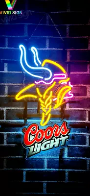 New Coors Light Minnesota Vikings Neon Sign 19x12 Beer Man Cave Lamp Bar • $129.05