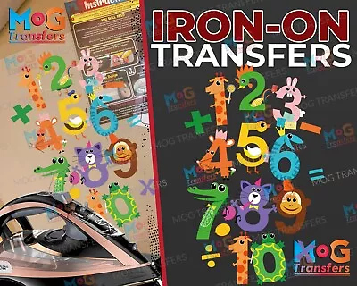 £3.99 • Buy Fun Animal Numbers Maths Counting Kids Boys Girls Iron On Transfer DIY T-shirt