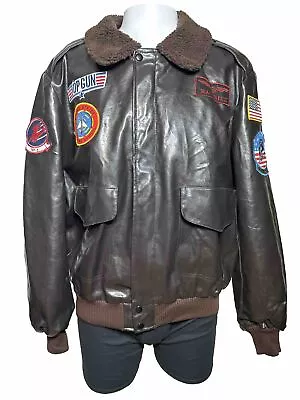 Top Gun Maverick Faux Leather Aviator Jacket Tom Cruise Bomber 2008 LARGE • $34.50