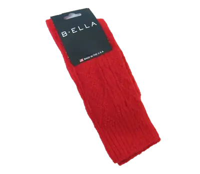 B. Ella Ladies Wool Cashmere Blend Crew Socks Emerson Cable Knit Red - NEW • $18