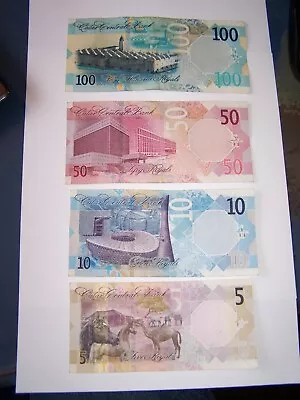 Qatar Currency Bills/notes: 100 Riyals 50 Riyals 10 Riyal 5 Riyal (1 Of Each) • $41