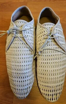  John Varvatos Woven Leather Men's 11 White Shoe FACTORY SAMPLE RARE • $55