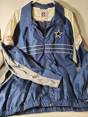 Dallas Cowboys Jacket Mens XL NFL Windbreaker Football Full Zip Blue Gray Star • $25.95