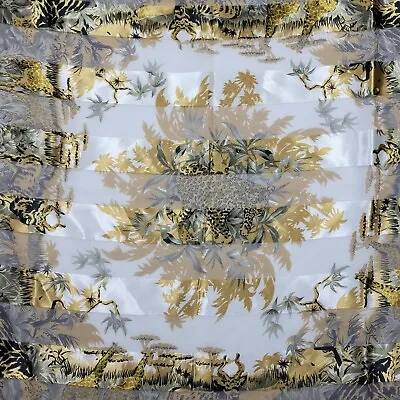 Into Africa Square Scarf Vintage Satin Sheer Rolled Edge African Animals Floral • $13.09