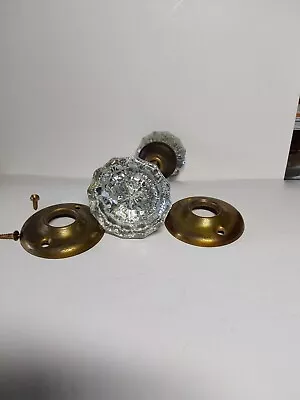 Vintage 12 Point Glass Crystal Door Knobs And Backplates. • $10.50