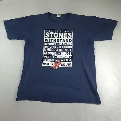 Vintage The Rolling Stones T Shirt Blue Short Sleeve Graphic Tee 2XL Cotton Best • $25