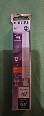 Philips PL-S 13w Compact Tube LED 2 PIN GX23 Soft White Non-dimmable • $9.99