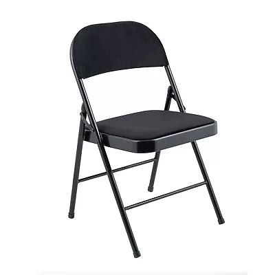 Metal Frame Foldable Chair Velvet Padded Chair For Kitchen Garden Office • £17.99