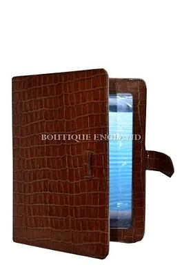 New IPAD 2 3 & 4 Tan Croc Print Luxury Real Genuine Leather Cover Case Stand • £29.99