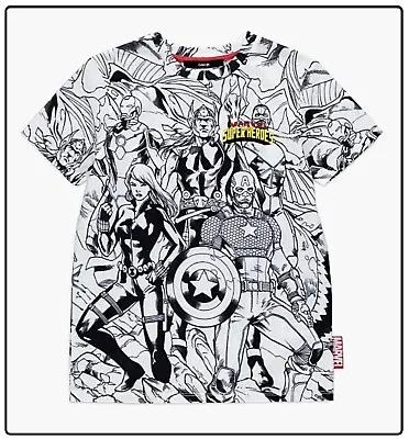 Marvel Super Heroes T-Shirt Boys Character Top Short Sleeve Tee 7-14 Years BNWT • £9.98