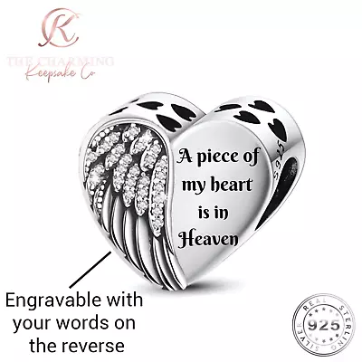 Angel Wings Charm Genuine 925 Sterling Silver Engraved / Personalised Your Words • £19.99