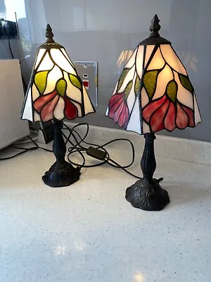 £29 • Buy 2 Tiffany Style Table Lamp Stained  Glass Handcrafted Bedside Desk Table Lamps