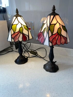 £29 • Buy 2 Tiffany Style Table Lamp Stained  Glass Handcrafted Bedside Desk Table Lamps