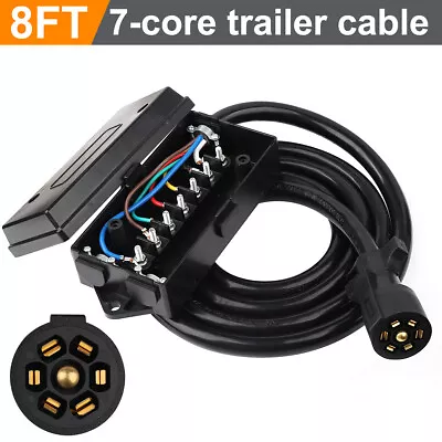 New 7 Way Plug Trailer Cord 7-Pole Inline Junction Box Wiring Harness 4/8 FT • $24.95