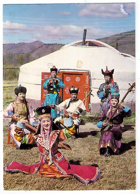 POSTCARD 1988 Mongolia Yurt Folk Costume Dancers Music Instruments Asian Travel • $2