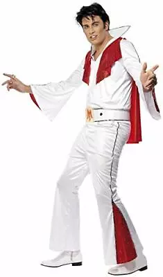 Smiffys Mens Elvis Costume Shirt Trousers Cape  Belt Size L Colour Whit • $126.83