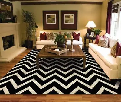 Luxury Chevron Modern Cream 8x11 Rugs Black Mark 4x6  5x8 Bedroom  • $9.98