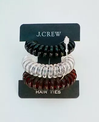 J Crew Spiral Hair Ties Women Girls Coil Hair Tie Scrunchie Gifts Black 3 Pack  • $17.56