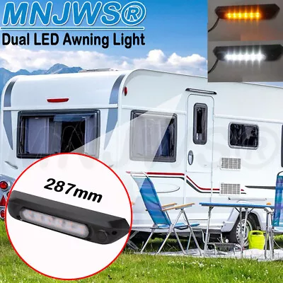 Dual LED Awning Light 12V With Switch Adjustable Amber/White For RV Caravan • $28.50