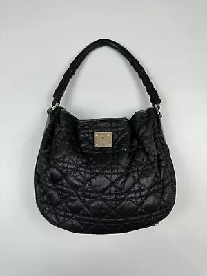 Vintage Christian Dior Canage Lady Dior Leather Nylon Handbag Black 07-BO-0038 • $350