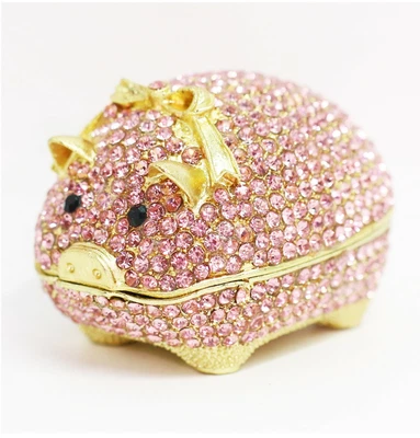 $15.99 • Buy Bejeweled Enameled Animal Trinket Box/Figurine With Rhinestones-Cute Pink Pig 