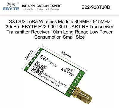 Ebyte E22-900T30D  Semtech SX1262 UART 10Km Range 868Mhz 915Mhz • $8.90