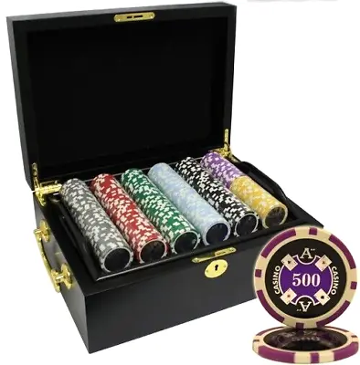 Mrc Poker 500pcs 14g Laser Graphic Ace Casino Poker Chips Set With Mahogany Case • $149.99